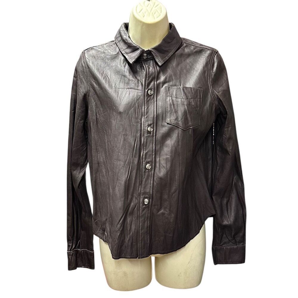 Burning Torch 100% Leather Button Front Shirt NWT Size Small